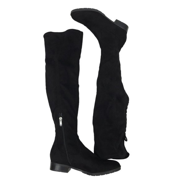 Marc Fisher Jaywalk Over The Knee Boots Womens Size 6M Faux Suede Studs Black - Picture 6 of 12